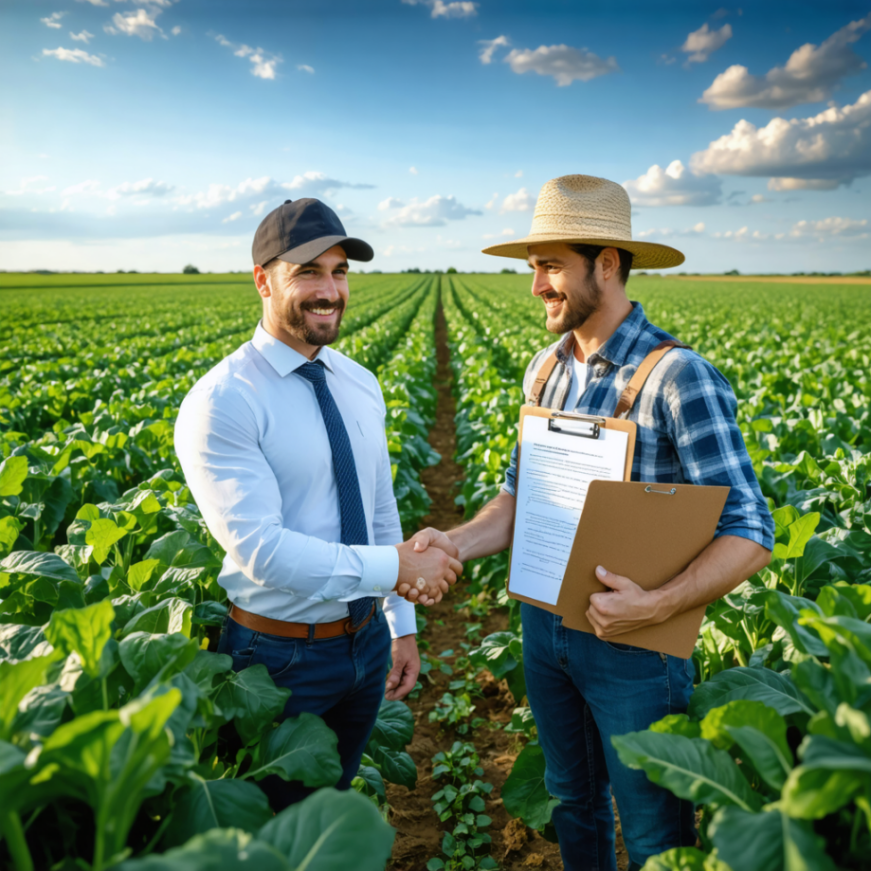 A_photorealistic_image_of_a_farmer_shaking_hands_with_an_insurance_agent_in_th_20250522180024_01